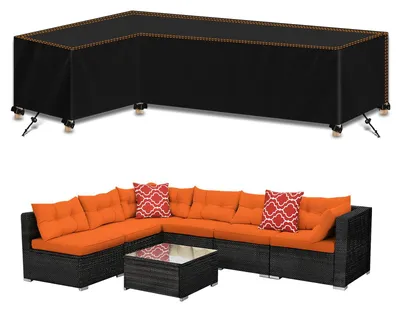 Obrázek produktu pro Ochranný obal na zahradní nábytek ve tvaru písmene L, vodotěsný, šedé barvy, rozměry 270x210x85 cm
