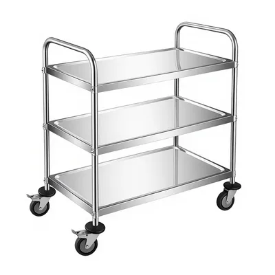Produktbild von Servierwagen Küchenwagen Küchentrolley Transportwagen Edelstahl mit 4 Rollen für Restaurant Küchen Hotel (85x45x90cm)
