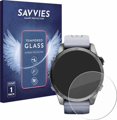 Produktbild von Savvies Schutzglas für Garmin Fenix 7S (42 mm) Displayschutz 9H Glas klar transparent