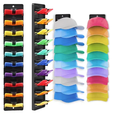 Kappenhalter mit Federclip, 2er-Set, für bis zu 20 Hüte, Wandmontage