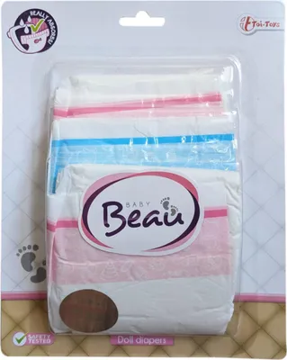 Obrázok produktu pre Toi-Toys - Baby Beau plienky pre bábiku (3 kusy) Plienky pre bábiky Príslušenstvo pre bábiky