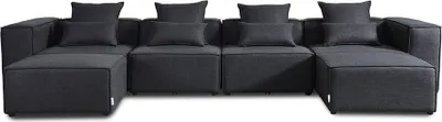 Produktbild von HOME DELUXE - Sofa VERONA - Anthrazit, Größe: XXL - ca. 414 x 70 x 207 cm, Sitzhöhe: 46 cm, Sitztiefe: 80 cm, inkl. Kissen I Modulares Sofa Modulsofa Ecksofa Wohnlandschaft