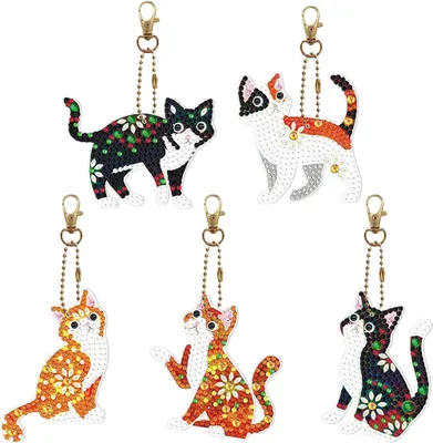 Produktbild von 5D Diamond Painting Anhänger Set, 5 Pack Anime Diamond Painting Schlüsselkettenanhänger Kinder Junge, Doppelseitige Diamond Painting Keychain Diamant Malerei Schlüsselbund für Frauen Mädchen