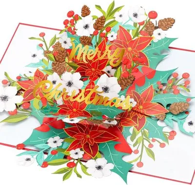 Produktbild von 3D Pop-up Weihnachtskarte Stern mit Umschlag - Frohe Weihnachten Grußkarte