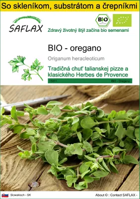 Obrázok produktu pre SAFLAX Kultivačný set - BIO - oregano - Origanum heracleoticum - 1500 Semená - S mini skleníkom, pestovateľským substrátom a 2 črepníkmi