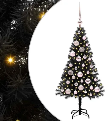 Image de Sapin de Noël avec 150 LED avec support Noir 120 cm PVC