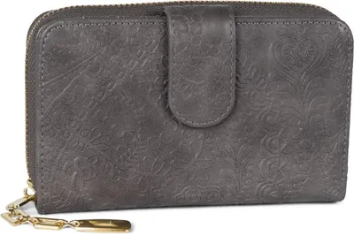Produktbild von styleBREAKER Geldbörse mit Paisley Blumen Blüten Prägung, umlaufender Reißverschluss und RFID Schutz, Portemonnaie, Damen 02040098