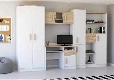 Obrázok produktu pre Wohnwand Anbauwand Schrankwand TV-Lowboard Sideboard Kinderzimmerwohnwand Markus (sonoma Griffe)