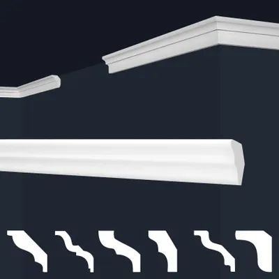Zdjęcie produktu dla MARBET DESIGN: Listwy sufitowe XPS, styropian, białe, 2 metry. Listwy sufitowe, listwy ścienne, listwy maskujące kabli. Modele