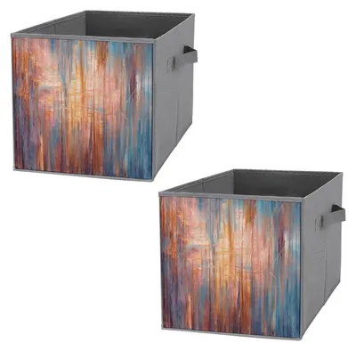 Image de Boîtes de rangement avec motif de lignes géométriques, empilables
