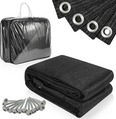 Produktbild von Aopunly Vorzeltteppich 300x600cm Zeltteppiche mit 13 Nagel und 12 Löchern Camping teppich HDPE Zeltunterlage, Schwarz