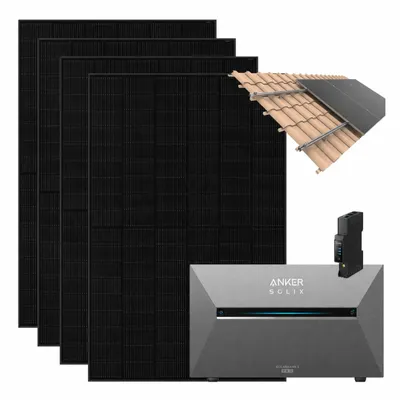 Produktbild von 1820W Balkonkraftwerke Anker Solarbank E2700 3 Pro mit smart meter mit Halterung für Dachziegel