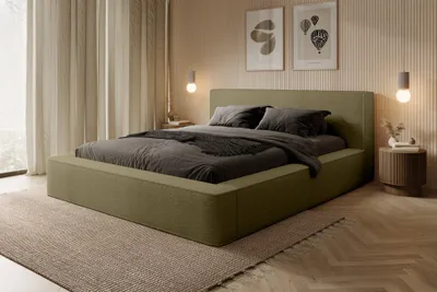 Produktbild von Polsterbett Doppelbett OMAHA 140x200cm Komplettset Stoff Euphoria Forest