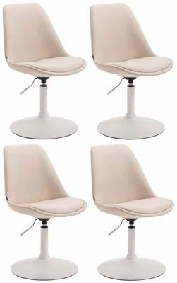 Produktbild von CLP 4er Set Esszimmerstühle Maverick Stoff drehbar und stufenlos verstellbar creme Gestell Farbe weiß