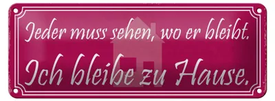 Produktbild von Blechschild Spruch 27x10cm ich bleibe zu Hause Dekoration