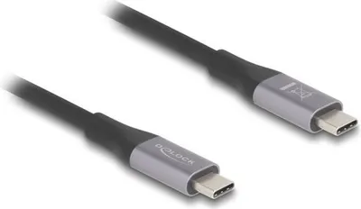 Produktbild von Delock USB 40 Gbps Kabel USB-C Stecker zu Stecker PD 3.1 240 W E-Marker 1 m grau Metall