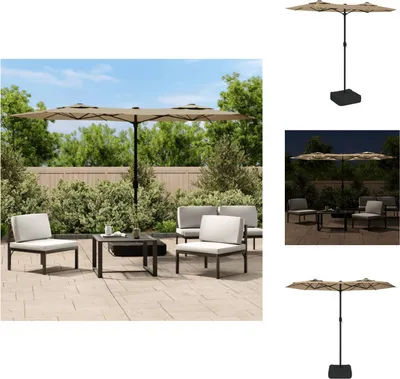 Immagine prodotto di vidaXL Ombrellone doppio con LED Taupe 316x240 cm - Ombrelloni e tende da sole
