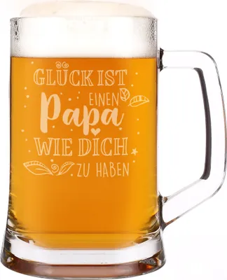Produktbild von Bierkrug für Väter mit Gravur – 500 ml Bierglas als Geschenk zum Vatertag (Glück)