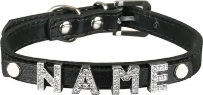 Produktbild von scarlet pet | Hundehalsband »My-Name« inkl. 5 Strass-Buchstaben; mit Namen ihres Hundes personalisierbar; zusätzliche Buchstaben bestellbar, Größe:(XS) 26 cm, Farbe:Schwarz