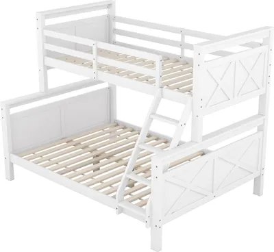 Produktbild von Etagenbett,Kinderbett mit Leiter und Sicherheitsgeländer, umbaubar in 2 getrennte Betten, Holzbett für Kinder,Jugendliche und Erwachsene