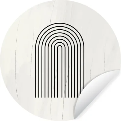 Produktbild von MuchoWow® Runde Wandtattoo - Wandsticker Tapete Aufkleber Kunst - Bogen - Schwarz - Weiß Ø 100 cm Selbstklebend und Repositionierbar - Wandaufkleber - Kreis - Tapetenkreis - Wandbild rund - Schlafzimmerdekoration - Wanddeko - runde Tapete - Kunst für zu Hause