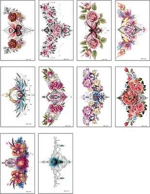 Produktbild von INF Temporäre Tattoo-Aufkleber - Blumendesigns (10 Blätter)