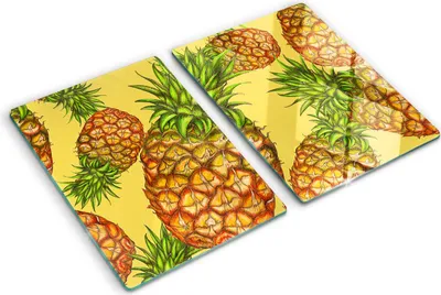 Obrázek produktu pro Kryt varné desky – Kryt na indukční desku – Ochranná skleněná deska – 2x40x52 cm– Skleněné ochranné desky na sporák –Tvrzené sklo –Ananas