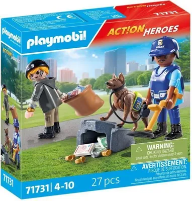 Produktbild von PLAYMOBIL Action Heroes Polizei Suchhund und Dieb, Polizisten, 27 Teile, Ab 4 Jahren
