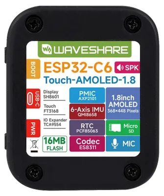 ESP32-C6 1,8" Touch-AMOLED-Entwicklungsboard 368x448