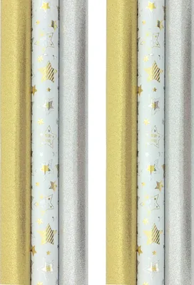 Obrázek produktu pro Balicí papír Golden Stars - vánoční papír na Vánoce - 3 metry x 70 cm - 6 rolí