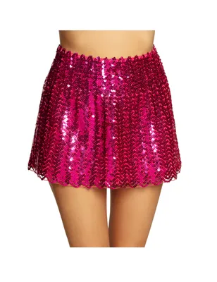 Image de Jupe courte à paillettes pour adulte, rose