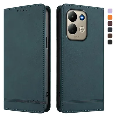 Image de Étui pour Xiaomi Redmi 17 4G/5G, coque rabattable en cuirPolyuréthanerétro avec support et compartiments pour cartes, couleur verte