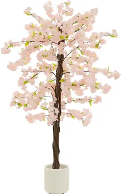 Produktbild von ML-Design Künstlicher Kirschblütenbaum 180 cm Rosa, Kunstpflanze Kirschbaum groß für Drinnen & Draußen, Deko Kunstbaum echt mit Naturholzstamm im Topf