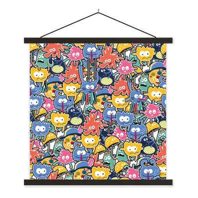 Produktbild von MuchoWow® Textilposter Design - Lustig - Abstrakt - Rot - Blau - Kinder 40x40 cm mit schwarzem Rahmen - Fotos