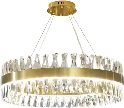 Obrázok produktu pre Amsterdam - Luster 80 cm, krúžok 3 LED farby 50 W, zlatá mosadz, krištáľ K9