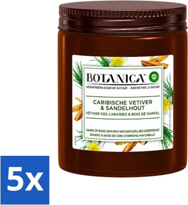 Immagine prodotto di Botanica di Air Wick - Candela profumata - Vetiver e legno di sandalo - 40 ore di combustione - Confezione risparmio - 5 pezzi
