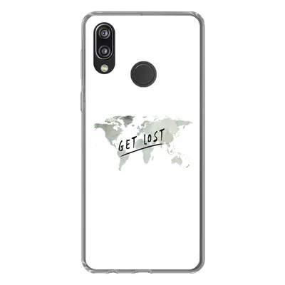 Produktbild von MuchoWow® Handyhülle Schutzhülle Hülle für Huawei P20 Lite (2020) Weltkarte - Grau - Zitat Silikon Softcase Handy Hülle - Kartenhalter