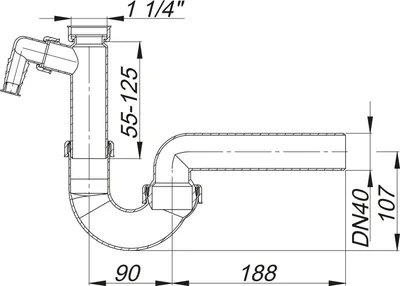 Produktbild von Dallmer Röhren-Siphon 100/1 m 1 Waschgeräte-Anschluss 11/4 xDN 40