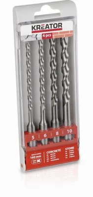 Obrázok produktu pre KREATOR KRT012602 - 4 ks SDS plus Vrtákov 5-6-8-10 x 160 mm