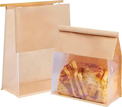 Produktbild von 30 Stück Backpapier-Brotbeutel mit Fenster, 16 x 26 cm, Backpapier-Brotbeutel für selbstgebackenes Brot mit Schnüren, ölbeständig, Lebensmittel-Überhangsbeutel für Heimbacken (Braun)