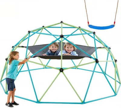 Produktbild von Geometrisches Klettergerüst Kletterkuppel (305 cm Breite) - mit Schaukel & Hängematte, belastbar bis 453 kg - Kinderspielzeug für Außen 3-10 Jahre - Gartenspielzeug & Spielplatz Kletterstation