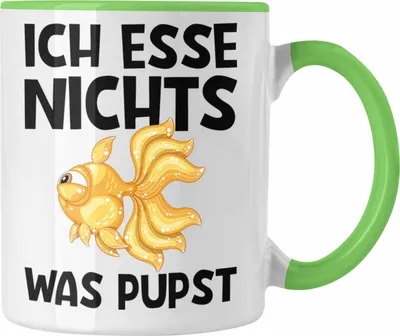 Produktbild von Trendation - Veganer Tasse Geschenk Ich Esse Nichts Was Pupst Tierschutz Fisch Edition (Grün)