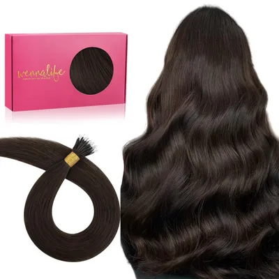Image de Extensions de cheveux Nanoring, 50g, 50cm, blond foncé/brun foncé, pour l'extension de cheveux