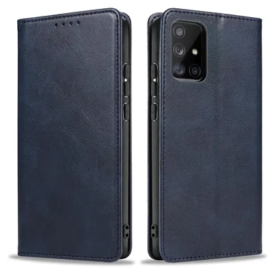 Produktbild von Handyhülle für Samsung Galaxy A71 Kunstleder Flip Cover Hülle Klapphülle Case Kartenfach Farbe: Blau