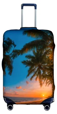 Produktbild von Gepäckschutz mit Sonnenuntergangs-Motiv und Hawaii-Palme, elastisch und waschbar, X-Large