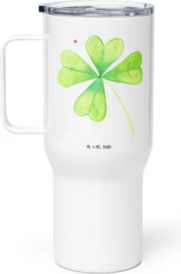 Produktbild von Mr. & Mrs. Panda thermosbecher Blume Kleeblatt - Weiß - Geschenk, Motivation, Kaffee-to-go-Becher, Garten, Umzug, Trinkgefäß, Thermobecher, Neuanfang, Glücksbringer