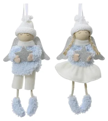 Immagine prodotto di Decoris Ciondolo natalizio Angelo blu e bianco 8x3x16 cm
