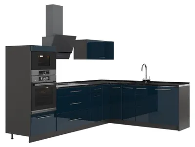 Imagen del producto de Cocina esquinera Vicco Fame-Line Azul oscuro alto brillo/Antracita 287 x 207 cm, ET Antracita, Model 63473
