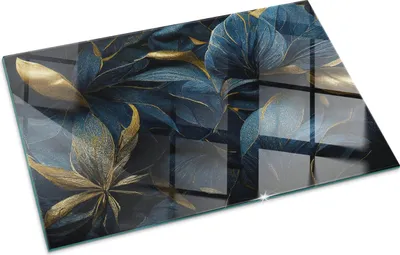 Produktbild von Elegante Blätter in Textur – Glasbodenplatte für – Kaminofen – Kaminplatte Glas – Schutzglas – Funkenschutzplatte –Glasbodenplatte Feuerfeste – Hitzeschutzplatte – Bodenschutz aus Glas – 100x70 cm