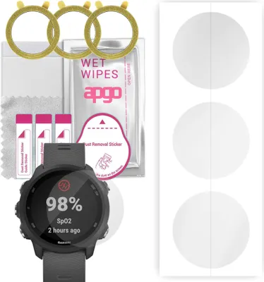 Produktbild von apgo 3 Stück Schutzfolie, klar, kompatibel mit Garmin Watch Forerunner 245 Smartwatch, Hydrogel Displayschutzfolie mit Positionierhilfe, Displayfolie, robust und kratzfest